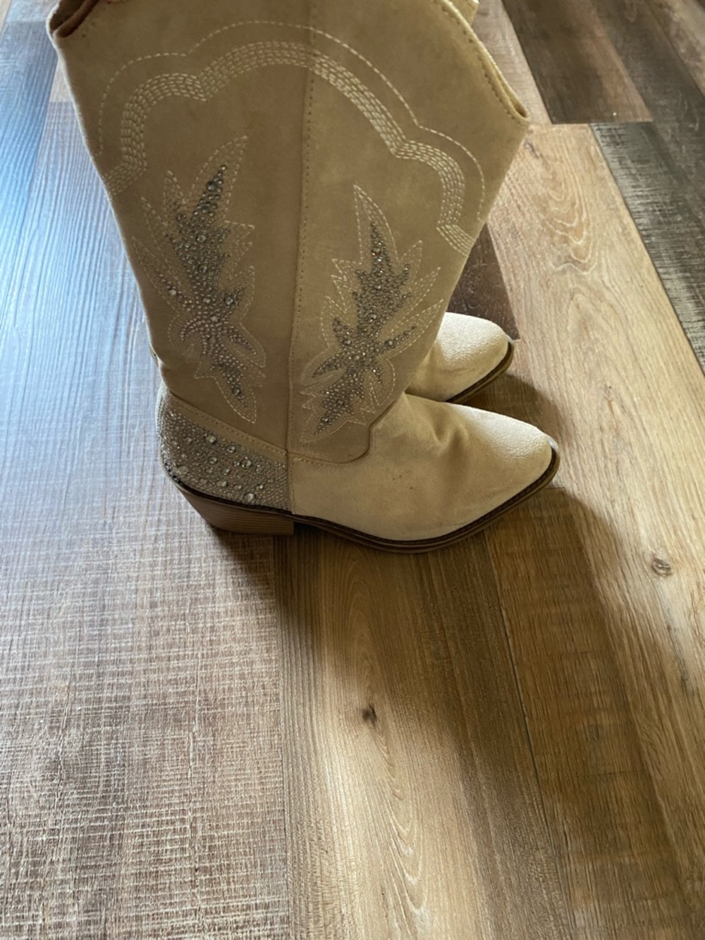 Madden Girl Cream Rhinestone Western Boots - Picture 3 of 7